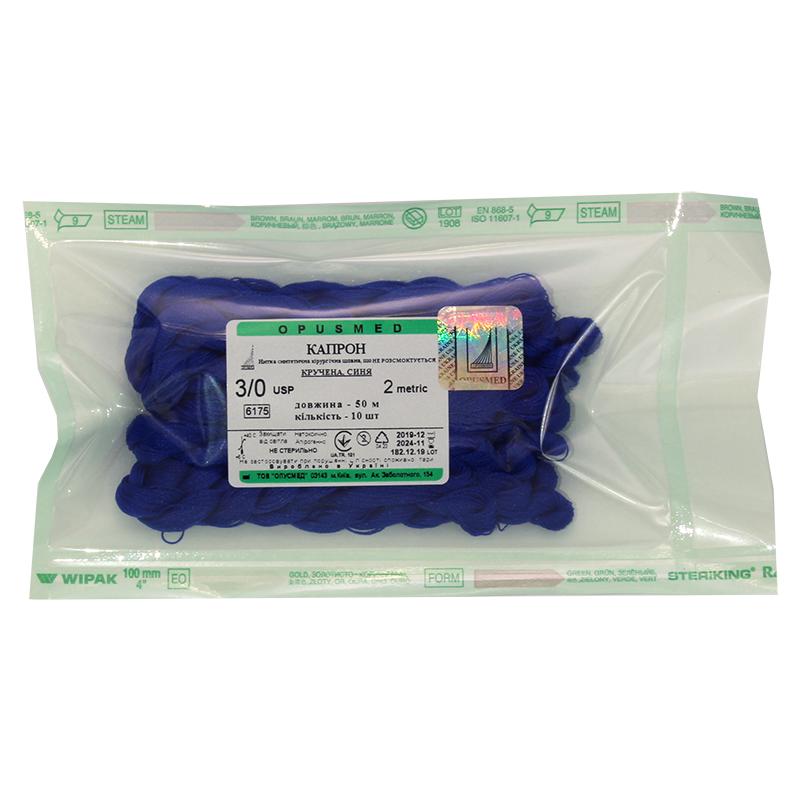 Капрон кручений синій у мотках 3/0(2) 50м кількістю 1шт.